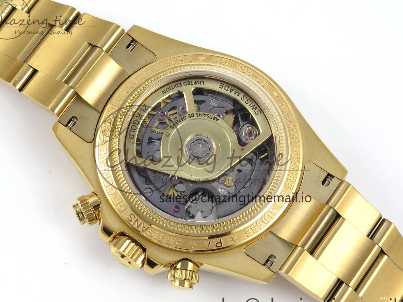 0409 Daytona Artisans Skeleton YG ADGF Best Edition Skeleton Dial on YG Oyster Bracelet SA FlexibleFit 754